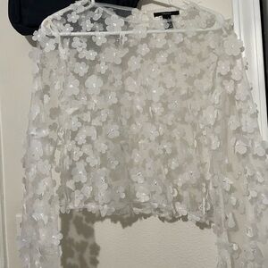 Floral Sheer White Top